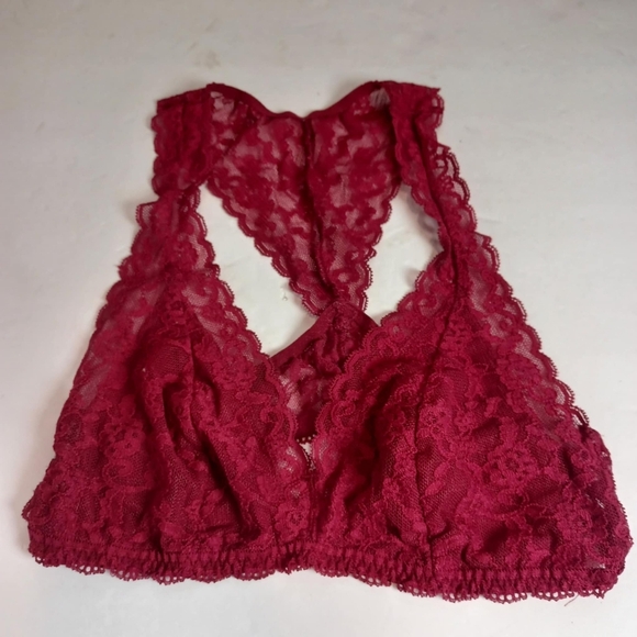 Victoria’s Secret  Women's Bra Bralette Red Lace Racerback Unlined‎ Sz Small - Picture 3 of 9